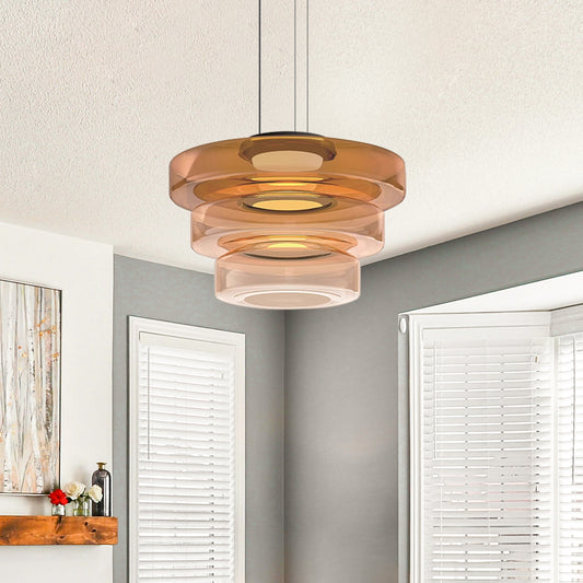 Creative Glass Pendant Lamp | Single layers- Three Layers | Modern Round Design | Warm LED Hanging Light | Brick by Brick