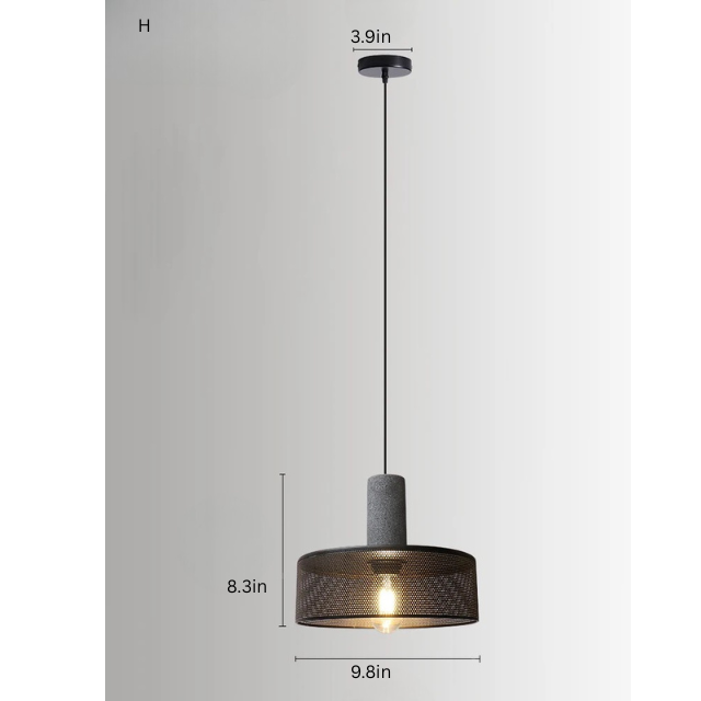 Retro Pendant Lamp | Cement and Iron Birdcage Shade | Hanging Light Fixture | E27 Socket | Brick by Brick