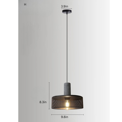 Retro Pendant Lamp | Cement and Iron Birdcage Shade | Hanging Light Fixture | E27 Socket | Brick by Brick