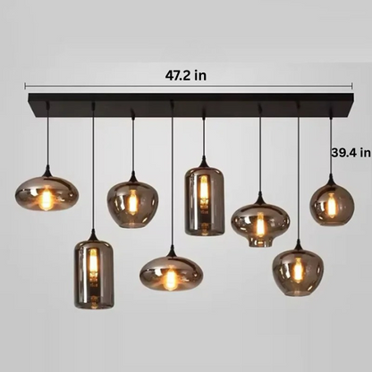 Contemporary LED Pendant Light |3-12 Heads | Glass & Iron | Remote & App Dimmable Chandelier | Brick by Brick