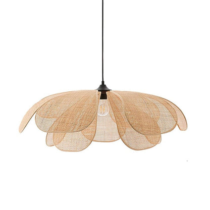 Rattan Petal Pendant Light | H11.02 in | Rustic Boho Ceiling Lamp | Natural Handmade Lighting | Brick by Brick