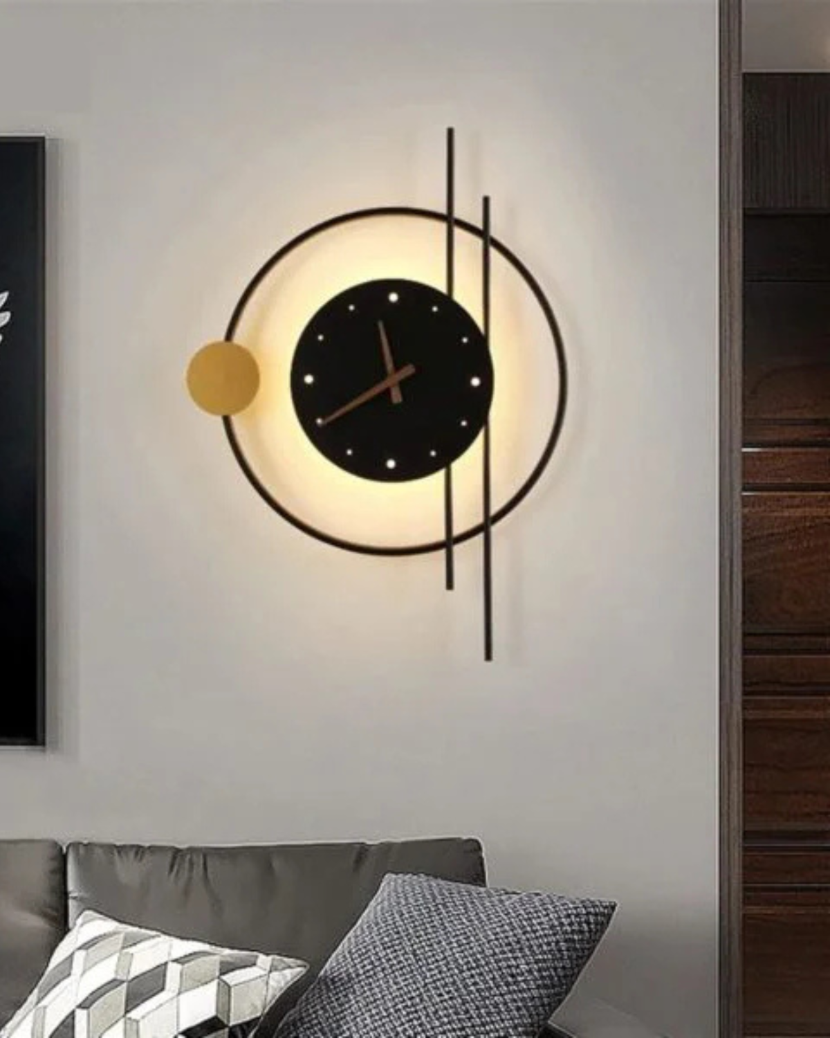 LED Wall Clock with Light | Modern Iron Acrylic Design | Ambient Glow Home Décor | Brick by Brick
