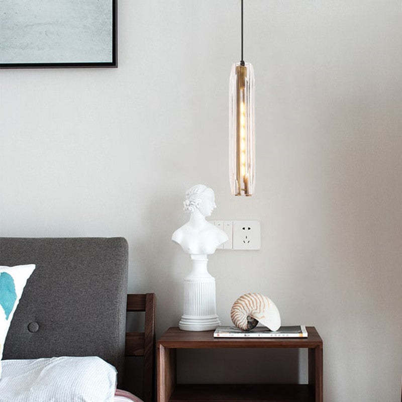 Small Glass Chandelier Pendant | 2.7 x 14.9 in | Brass LED Accent Lighting | Compact & Elegant | Brick by Brick