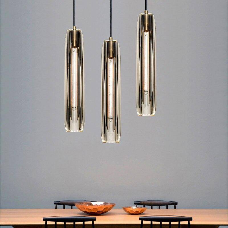 Small Glass Chandelier Pendant | 2.7 x 14.9 in | Brass LED Accent Lighting | Compact & Elegant | Brick by Brick