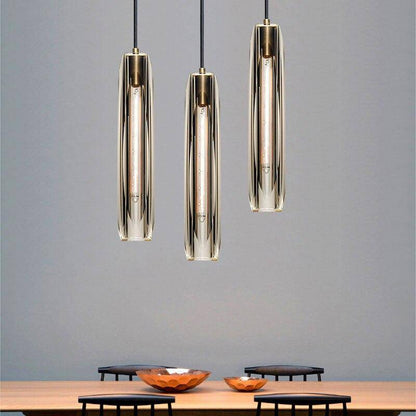 Small Glass Chandelier Pendant | 2.7 x 14.9 in | Brass LED Accent Lighting | Compact & Elegant | Brick by Brick