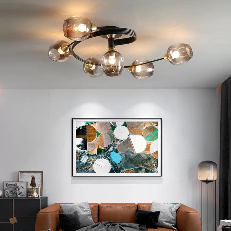 Nordic LED Pendant Chandelier | 29.5 or 36.6 in | Black or Gold Finish | Modern Glass Shade Design | Brick by Brick
