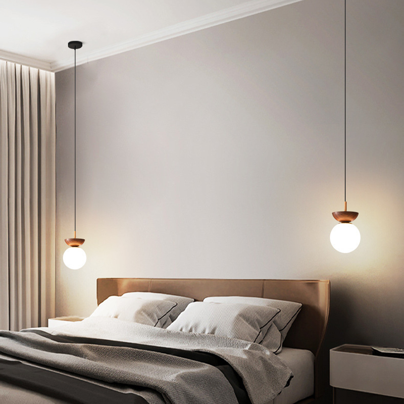 Japanese Glob LED Ceiling Pendant Light | 6.3 X 10.6 in | Sleek Metal Frame with Glass Globe | Burlywood Accent | Brick by Brick