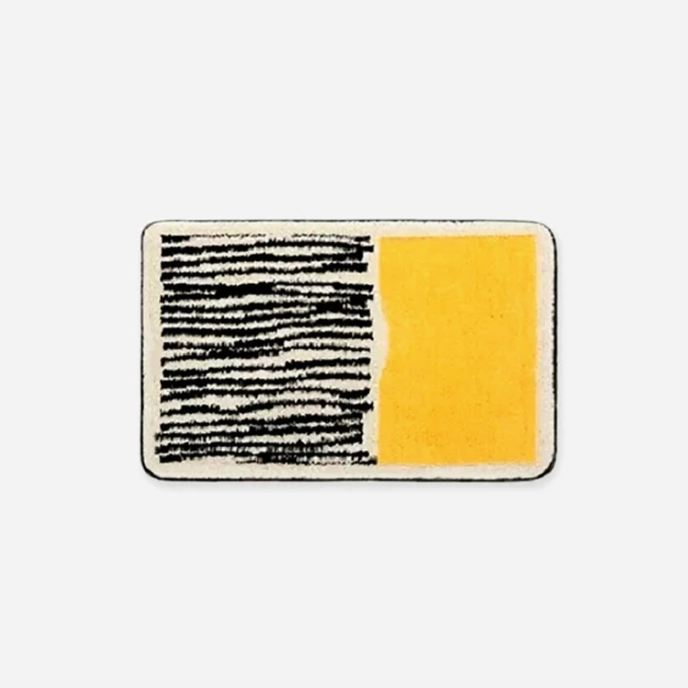 Non Slip Bath Mat | Abstract Microfiber Bathroom Rug | Soft & Absorbent with Anti-Skid Backing | Brick by Brick