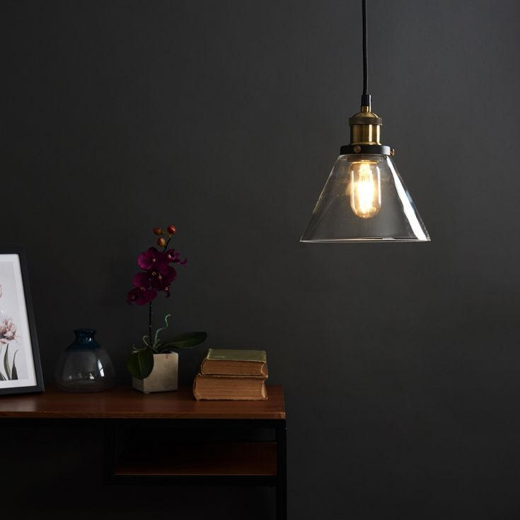 Scandinavian Glass Pendant Light | Clear, Grey & Amber | Elegant Home Accent | Brick by Brick
