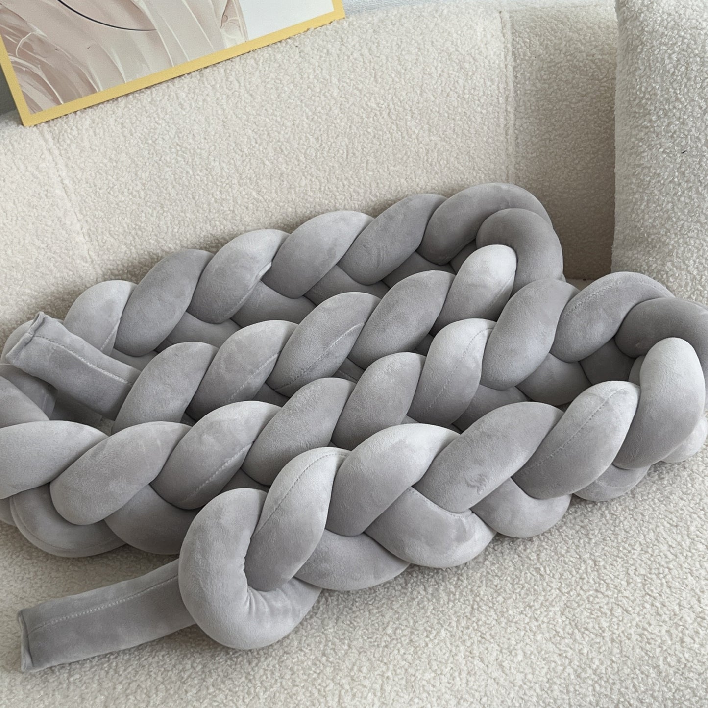 Braided Floor Cushion | Chunky Knit Floor Pillow | Modern Cream Seating | Decorative Home Accent | Brick by Brick