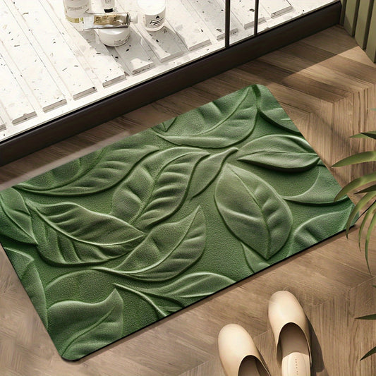 Quick-Dry Bath Mat | Diatomaceous Earth Leaf Pattern | Non-Slip | Brick by Brick