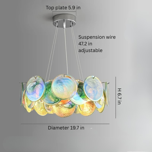 Murano Glass Chandelier | 19.7-35.4 in | Glass + Iron | LED Bulbs Included | Colorful Pendant Light | Brick by Bric
