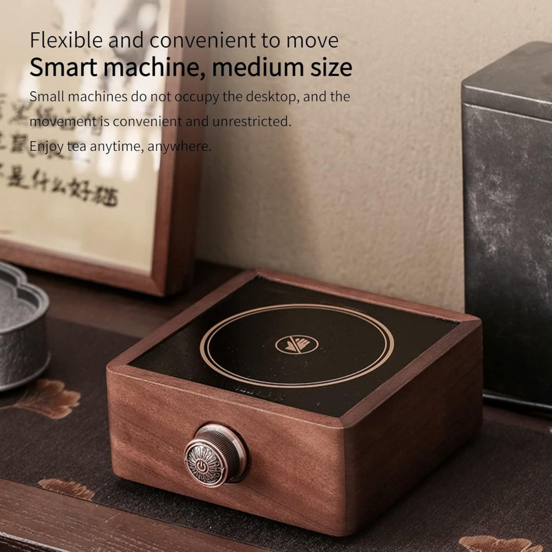 Walnut Electronic Tea Stove | 7.0 in × 6.4 in × 2.9 in | Adjustable Heating | Far-Infrared | Brick by Brick