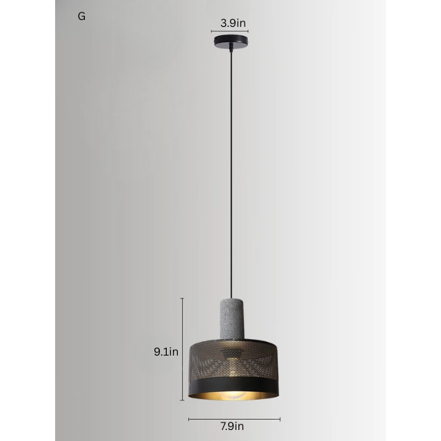 Retro Pendant Lamp | Cement and Iron Birdcage Shade | Hanging Light Fixture | E27 Socket | Brick by Brick