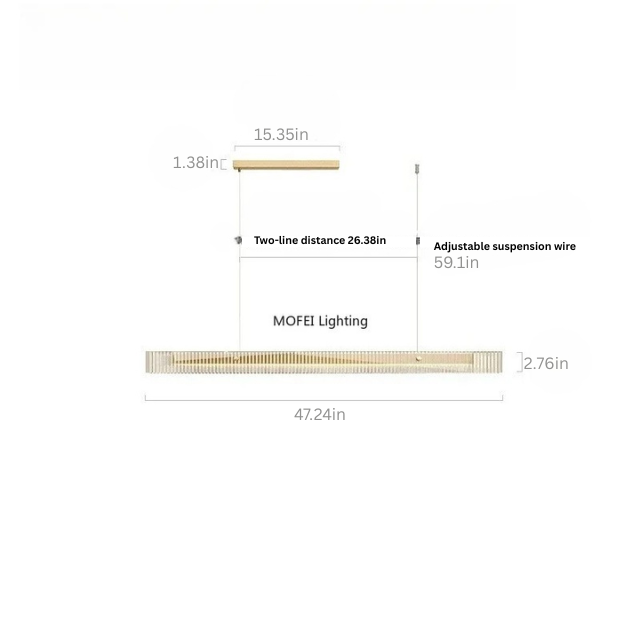 Linear Pendant Light | Modern Black & Gold | Glass Chandelier | Dining Table & Kitchen Island | Brick by Brick