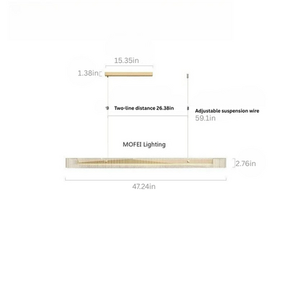 Linear Pendant Light | Modern Black & Gold | Glass Chandelier | Dining Table & Kitchen Island | Brick by Brick