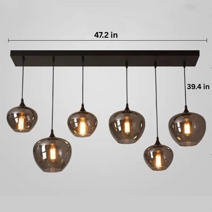 Contemporary LED Pendant Light |3-12 Heads | Glass & Iron | Remote & App Dimmable Chandelier | Brick by Brick