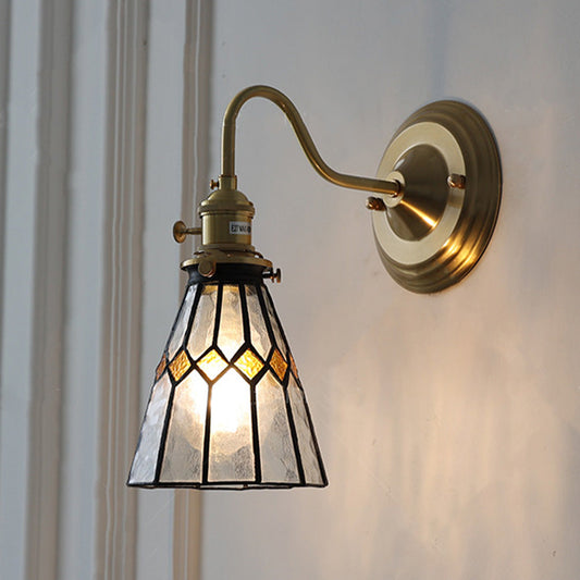 Glass Wall Light | Vintage Brass Sconce | 10.24"-11.02" | Elegant Home Lighting | Brick by Brick