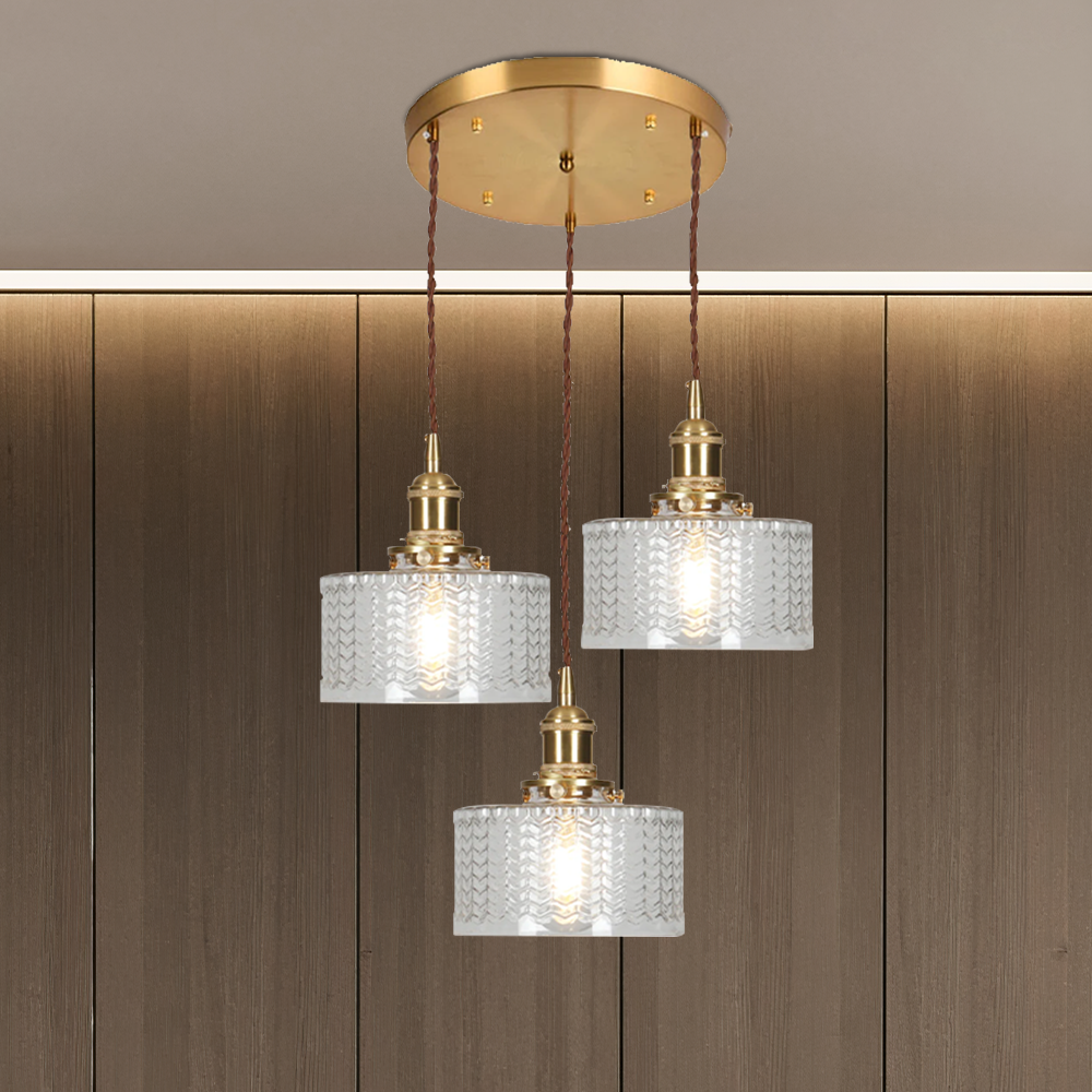 Cylinder Glass Pendant Light | Vintage Elegance | Adjustable Height 59" | Warm Glow for Modern Homes | Brick by Brick