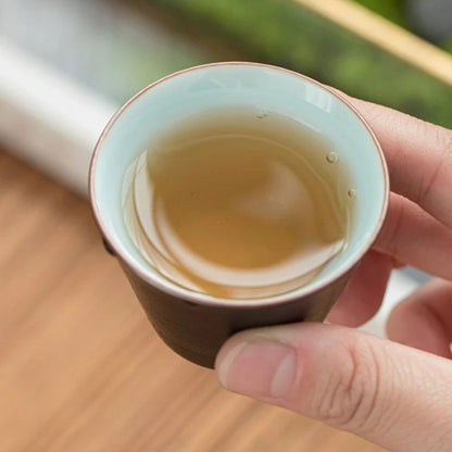 Travel Tea Set | 3.42 x 4.96 in | Ceramic Nested Pot & Cups | Bamboo Handle Design | Brick by Brick