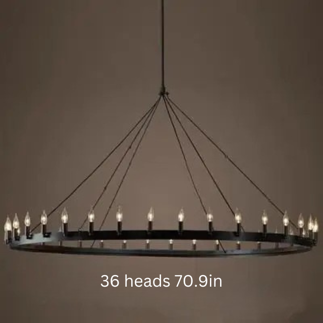 Vintage Industrial Iron Pendant Lamp | 12 - 33 Heads | Round Retro Chandelier | LED Compatible Droplight for Home Café Restaurant | Brick by Brick