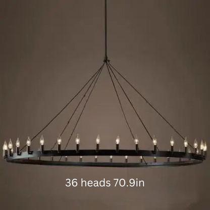 Vintage Industrial Iron Pendant Lamp | 12 - 33 Heads | Round Retro Chandelier | LED Compatible Droplight for Home Café Restaurant | Brick by Brick