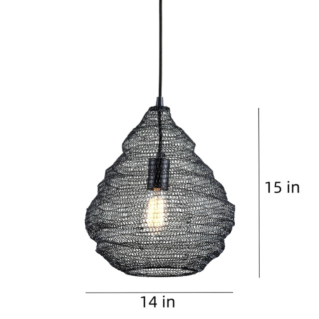 Wabi Sabi Iron Mesh Chandelier | 7.5 lbs | H14 - H 29.5in | Japanese Style Retro Pendant Light | Brick by Brick