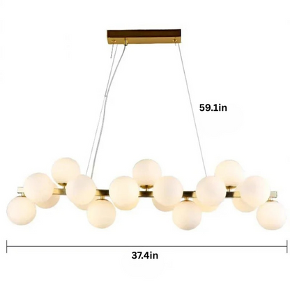 Modern Glass Pendant Chandelier | H59 in | LED Ceiling Light | Adjustable Hanging Lamp with Remote | Dimmable Indoor Lighting | Brick by Brick