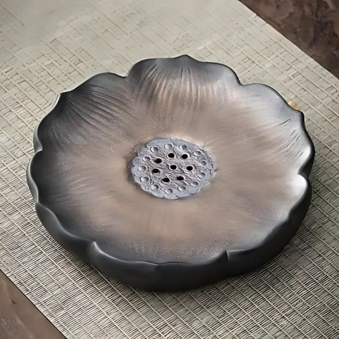 6-Piece Japanese Ceramic Teapot Set | Teapot: 6.1 × 3.6 in | Petal Side Grip Gongfu Tea Set | With Drainable Tray | Brick by Brick