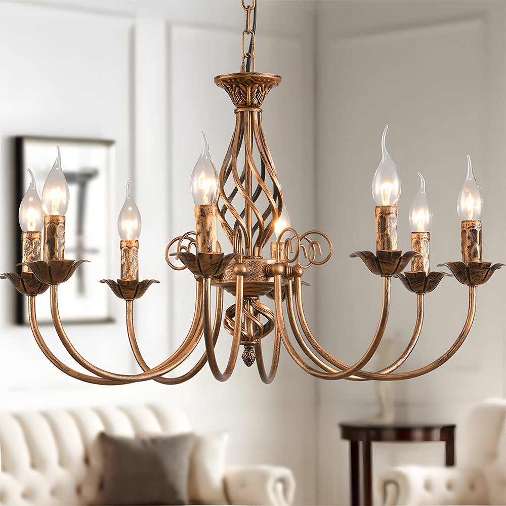 Vintage Bronze Chandelier | 4/6/8 Light Dining Room Ceiling Fixture in Iron | Brick by Brick