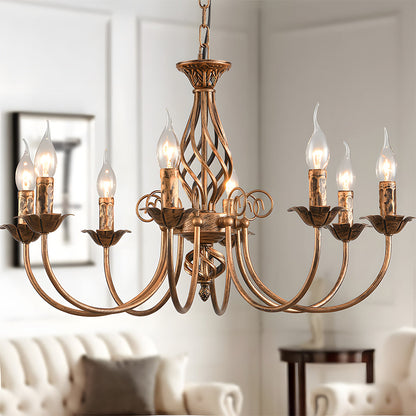 Vintage Bronze Chandelier | 4/6/8 Light Dining Room Ceiling Fixture in Iron | Brick by Brick