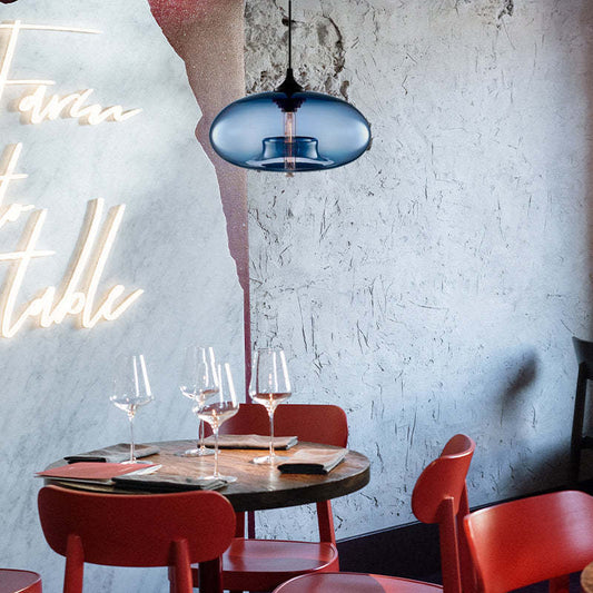 Bread-Shaped Glass Pendant Light | 11 x 5.9 in | Contemporary Metal & Glass Ceiling Fixture | Height Adjustable | Brick by Brick