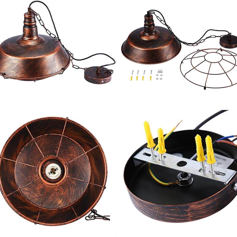Industrial E27 Pendant Lamp Shade | 10.2 x 7 in | Black or Rust Finish | Vintage Metal Lighting | Brick by Brick