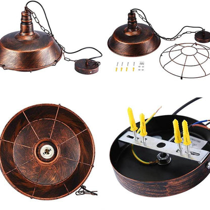 Industrial E27 Pendant Lamp Shade | 10.2 x 7 in | Black or Rust Finish | Vintage Metal Lighting | Brick by Brick