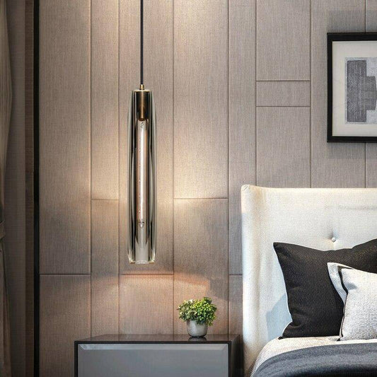 Small Glass Chandelier Pendant | 2.7 x 14.9 in | Brass LED Accent Lighting | Compact & Elegant | Brick by Brick