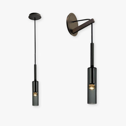 Industrial Black Glass Pendant Light | D 2.7 in | Metal Frame & Glass Shade | Adjustable Height | Brick by Brick