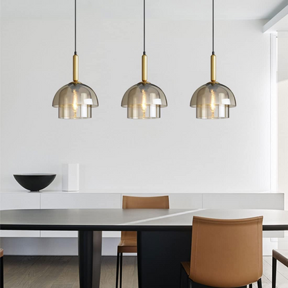 Glass Dome Pendant Light | Ceiling Light Fixture | H7.09-11.02 in | Modern Glass & Metal | Adjustable Hanging | Brick by Brick