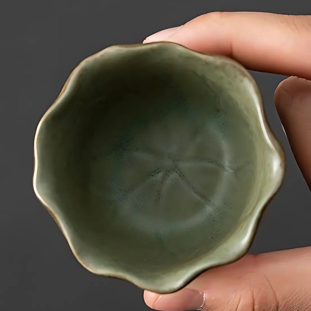 6-Piece Japanese Ceramic Teapot Set | Teapot: 6.1 × 3.6 in | Petal Side Grip Gongfu Tea Set | With Drainable Tray | Brick by Brick