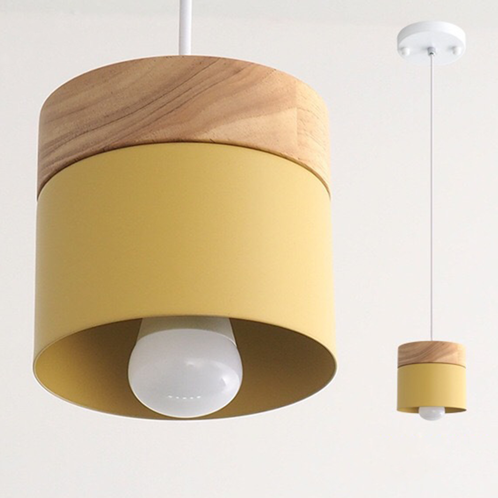 Wooden Pendant Light | 4.33 x 4.72 in | Minimalist Cylindrical Lamp | Elegant Nordic Home Decor | Brick by Brick