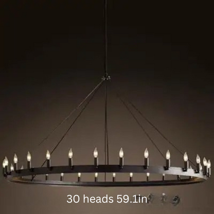 Vintage Industrial Iron Pendant Lamp | 12 - 33 Heads | Round Retro Chandelier | LED Compatible Droplight for Home Café Restaurant | Brick by Brick