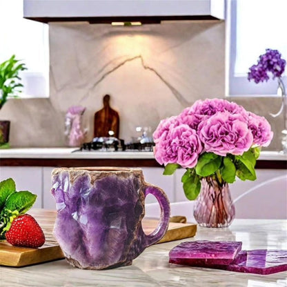 Mineral Crystal Coffee Mugs | Gemstone Texture Glass | Height 2.95 in | 355–444 ml | Brick by Brick