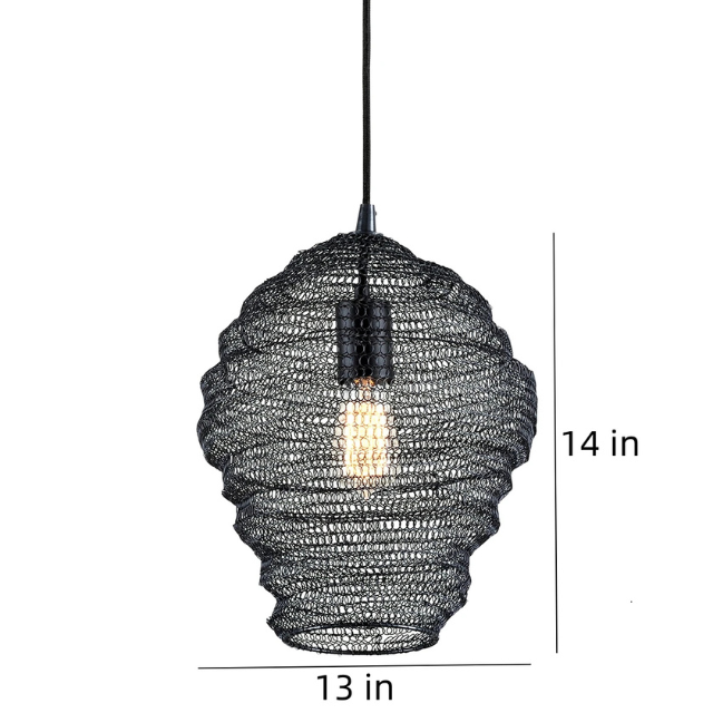 Wabi Sabi Iron Mesh Chandelier | 7.5 lbs | H14 - H 29.5in | Japanese Style Retro Pendant Light | Brick by Brick