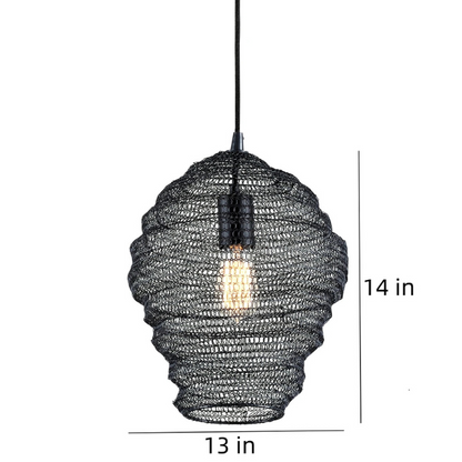 Wabi Sabi Iron Mesh Chandelier | 7.5 lbs | H14 - H 29.5in | Japanese Style Retro Pendant Light | Brick by Brick