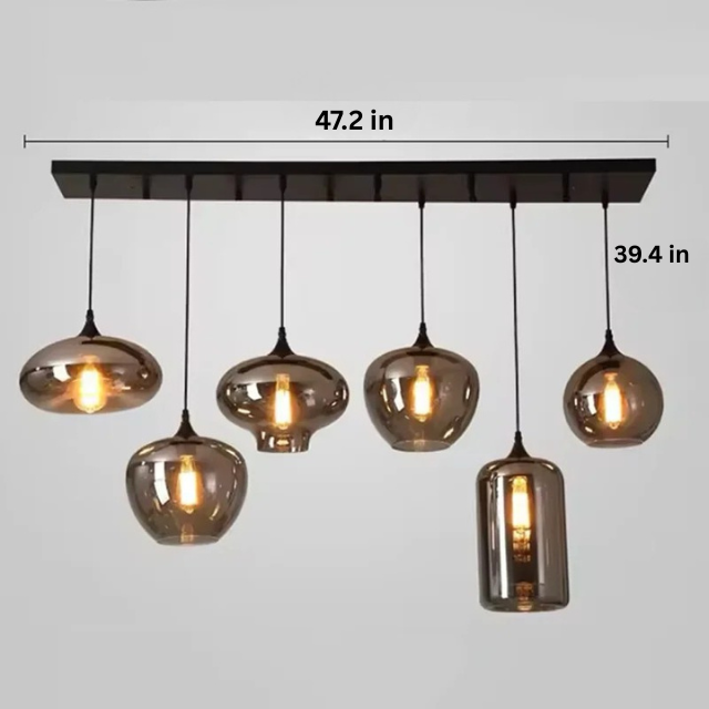 Contemporary LED Pendant Light |3-12 Heads | Glass & Iron | Remote & App Dimmable Chandelier | Brick by Brick