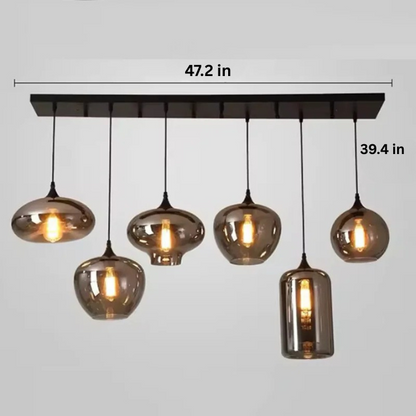 Contemporary LED Pendant Light |3-12 Heads | Glass & Iron | Remote & App Dimmable Chandelier | Brick by Brick