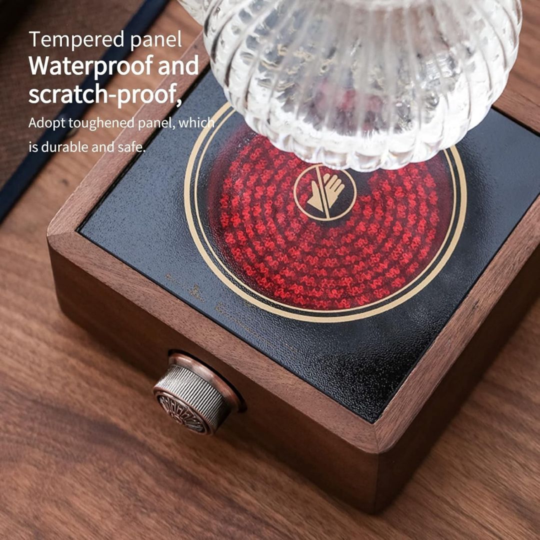 Walnut Electronic Tea Stove | 7.0 in × 6.4 in × 2.9 in | Adjustable Heating | Far-Infrared | Brick by Brick