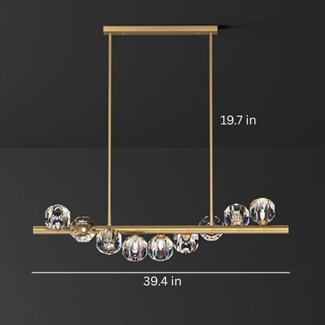 Luxury Modern Pendant Lamp | L31.5-70.8 in x 19.7 in | Ceiling Chandelier with Crystals | Multi-Head LED Lighting | Brick by Brick