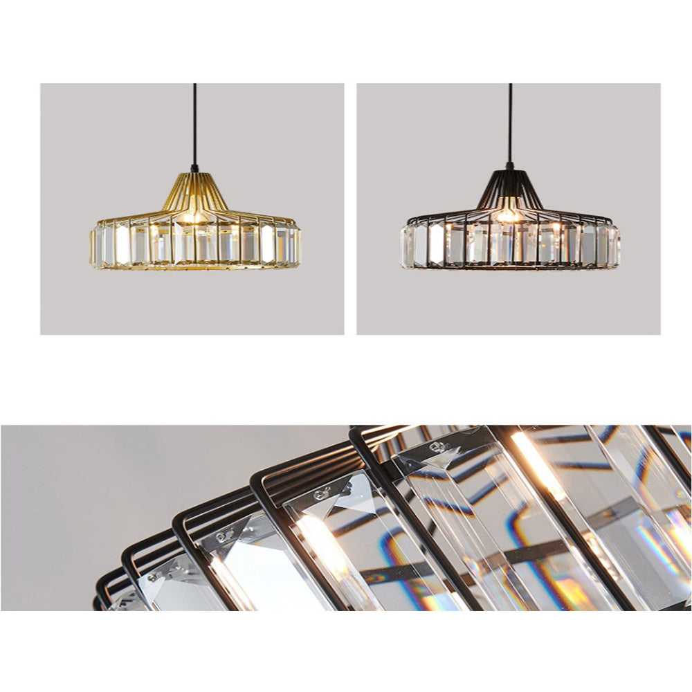 Black Crystal Pendant Light | Sleek Black Finish | Shimmering Crystal Accents | Statement Lighting | Brick by Brick