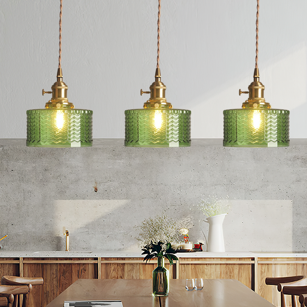 Cylinder Glass Pendant Light | Vintage Elegance | Adjustable Height 59" | Warm Glow for Modern Homes | Brick by Brick
