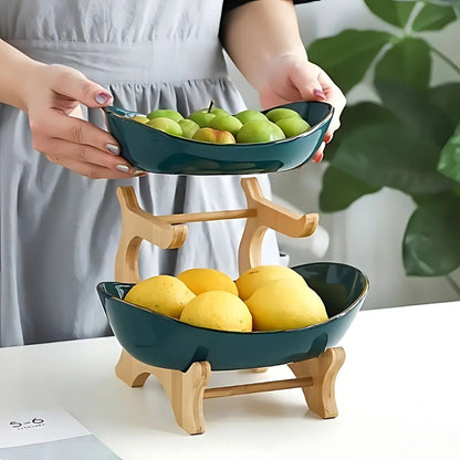 2 & 3 Tier Oval Fruit Bowl | 8.7 - 13.8 in | Space-Saving Fruit Stand | Modern Kitchen Storage Organizer | Brick by Brick